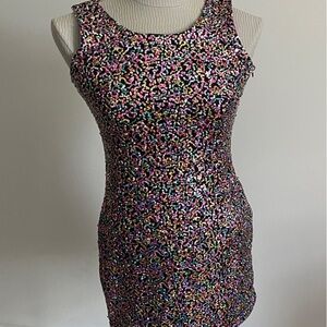 Candie's Vibrant Sequin Sleeveless Dress